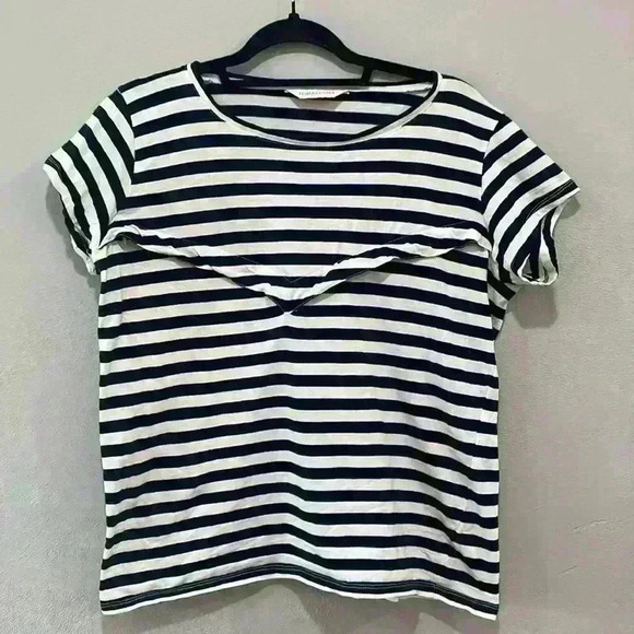 Teat and Cosset cotton navy and white stripped nursing top with zipper large - Picture 1 of 10